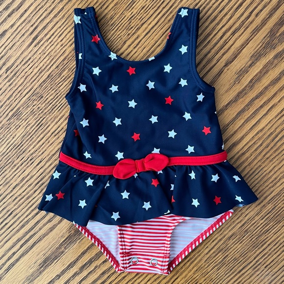 NWOT Carter's Just One You Baby Girl's Stars & Stripes One Piece Swimsuit - Picture 6 of 6
